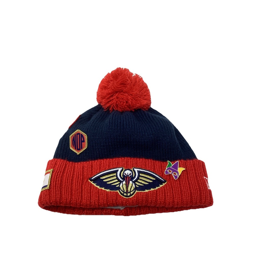 New Orleans Pelicans New Era Beanie With Patches #13 Mardi Gras Pin
